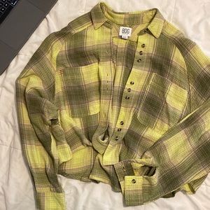 NWOT BDG lime green cropped flannel size small